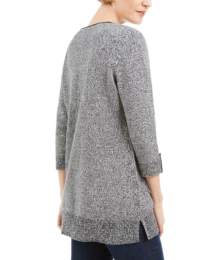 Karen Scott Cotton Marled Roll-Tab Sweater, Created for Macy's ...