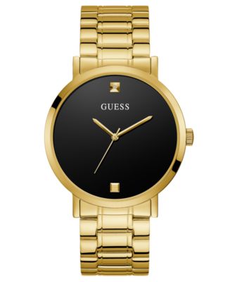 GUESS Men's Diamond-Accent Gold-Tone Stainless Steel Bracelet Watch ...