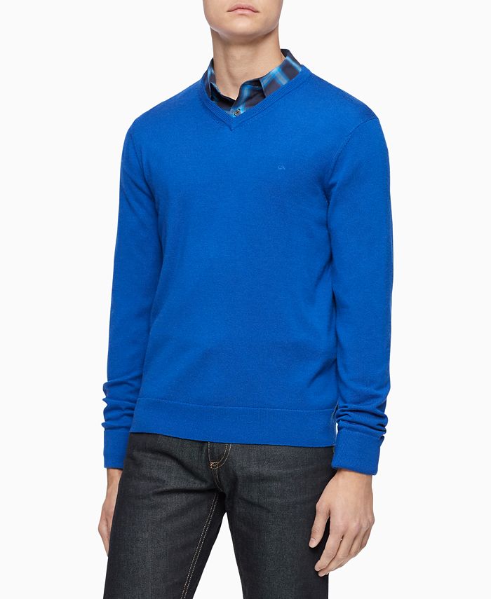 Calvin Klein Men's Merino Wool V-Neck Sweater & Reviews - Sweaters - Men -  Macy's