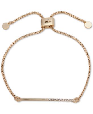 DKNY Gold-Tone Half-Pavé Bar Slider Bracelet - Macy's