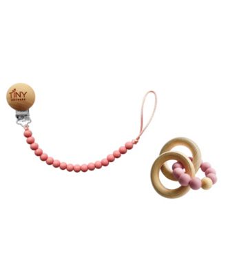 3 Stories Trading Tiny Teethers Infant Silicone And Beech Rattle And Pacifier Clip Set