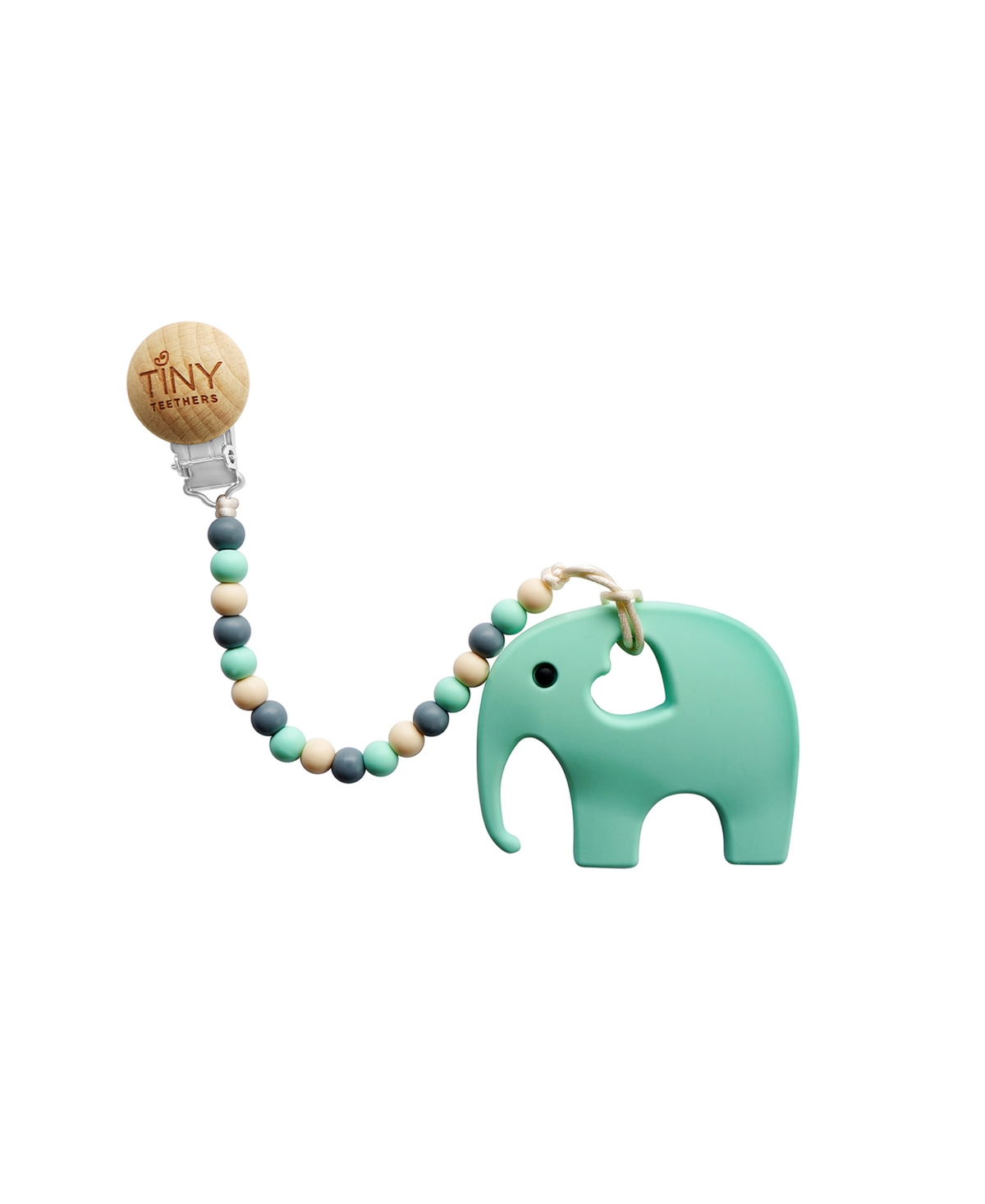 3 Stories Trading Tiny Teethers Infant 3 Piece Silicone And Beech Wood Teething Gift Set, Elephant
