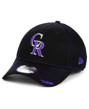 New Era Colorado Rockies Core Neo 39thirty Stretch Fitted Cap In Black