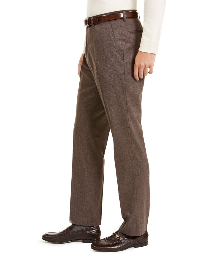 Perry Ellis Men's Slim-Fit Stretch Medium Brown Mini-Check Double ...