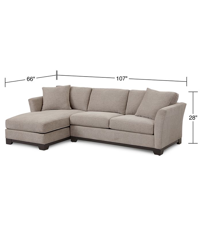 Furniture Elliot II 107" Fabric 2Pc. Chaise Sleeper Sectional Sofa