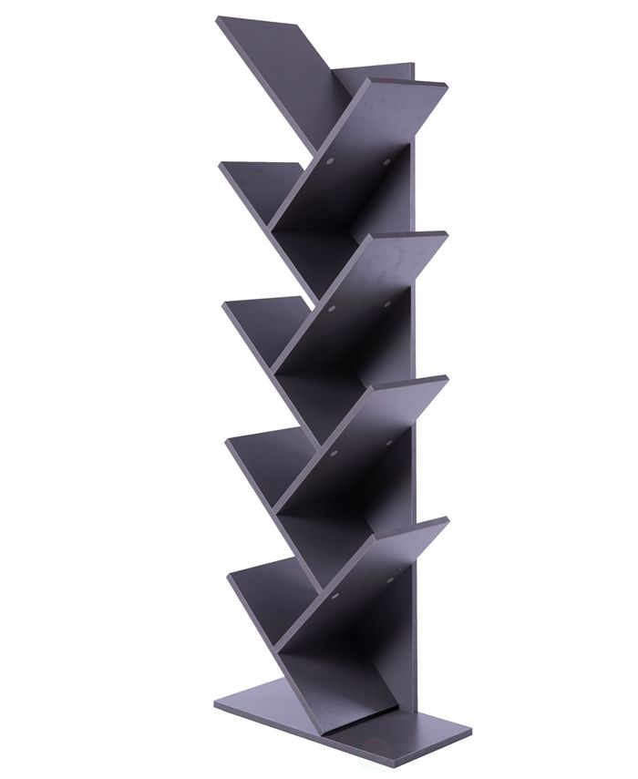 macys.com | Basicwise Wooden 9-Shelf Tree Magazine CD Storage Bookcase