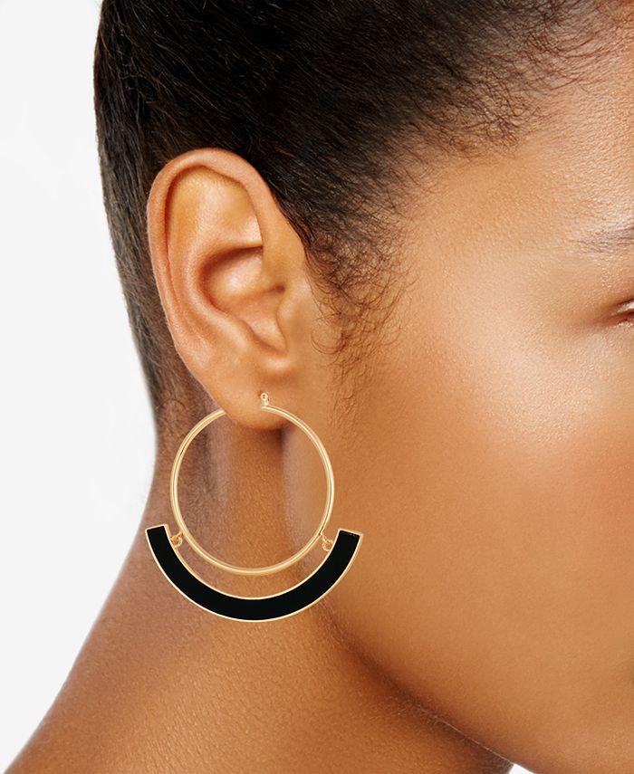 GUESS GoldTone & FauxLeather Hoop Earrings Macy's