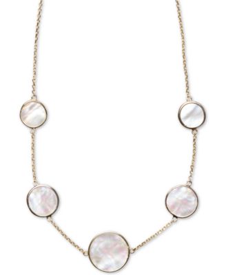 Macy's - Mother-of-Pearl Bezel-Set Statement Necklace in 18k Gold-Plated Sterling Silver, 16" + 2" extender