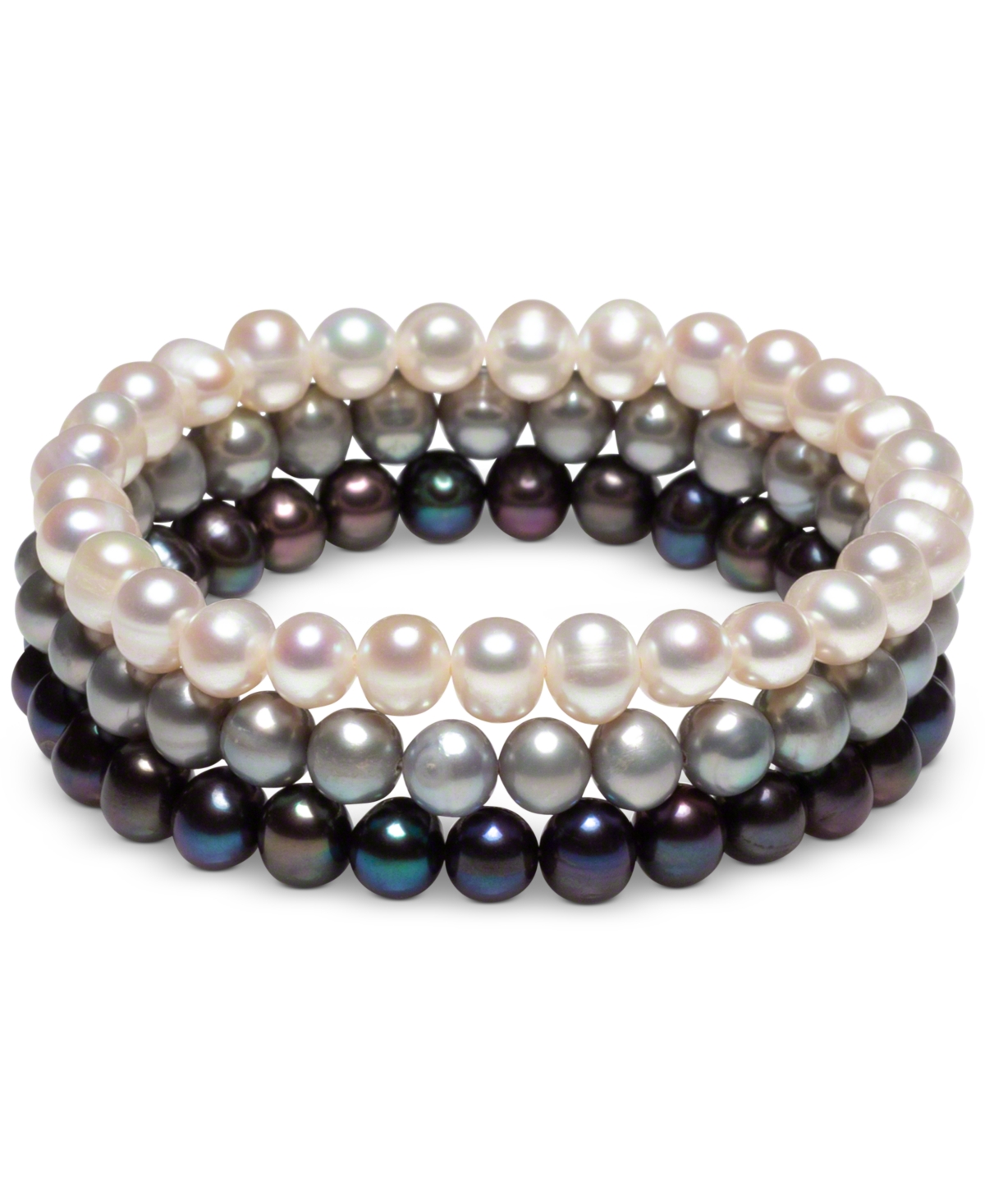 Macy's 3-pc. Set White Cultured Freshwater Pearl (6-1/2 Mm) Stretch Bracelets (also In White/gray/peacock & In White,gray,peacock