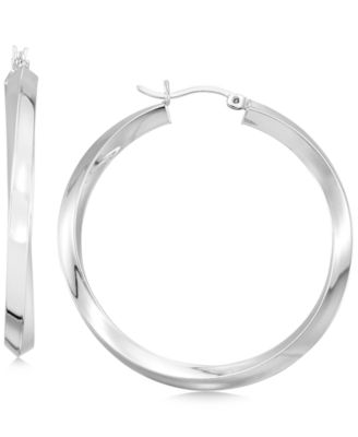 Polished Twist Hoop Earrings in 14k Gold Over Silver or 14k White Gold Over Silver