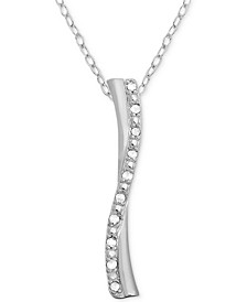 Diamond (1/10 ct. t.w.) Bypass Bar 18" Pendant Necklace in Sterling Silver