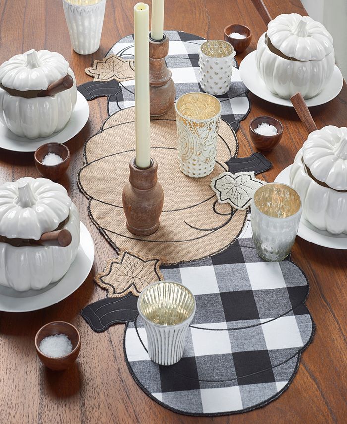 Elrene Burlap and Check Pumpkin Centerpiece Runner Macy's