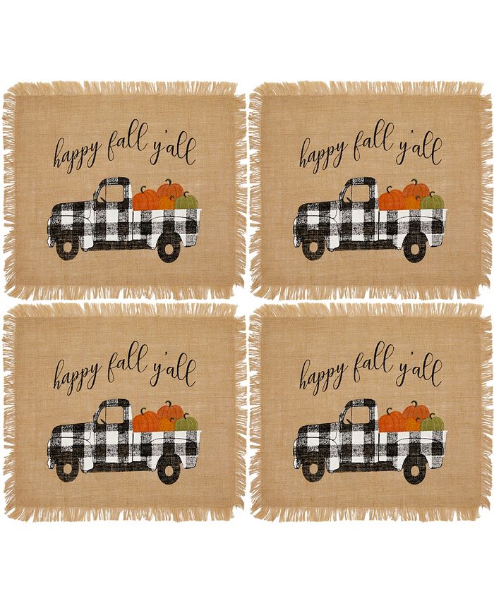 Elrene Happy Fall Y'all Farmhouse Burlap Placemat, Set of 4, 13"x 19" Macy's