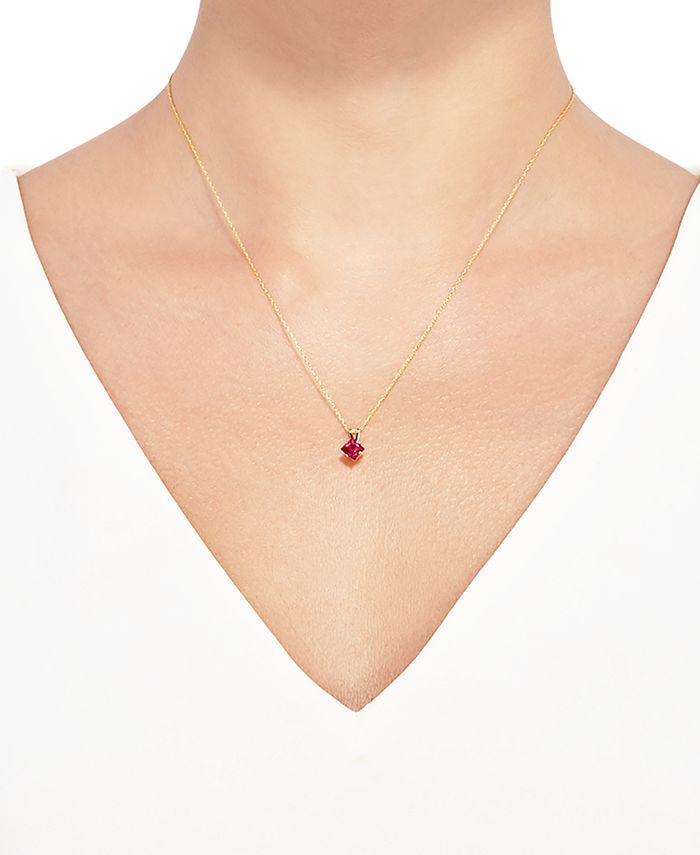 Macy's LabCreated Ruby Square 18" Pendant Necklace (1/2 ct. t.w.) in