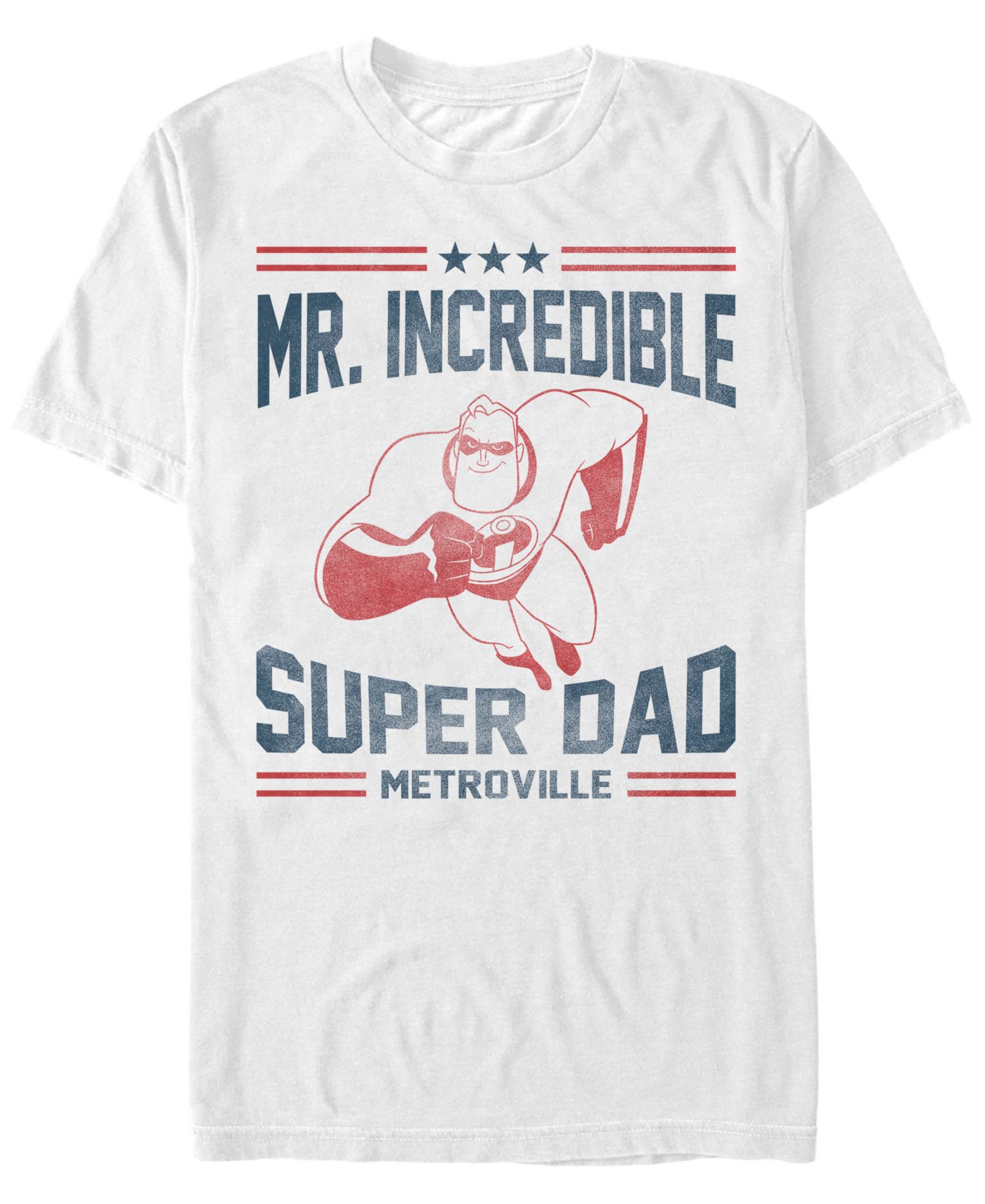 Disney Pixar Men’s The Incredibles Mr. Super Dad Metroville Short Sleeve T-Shirt