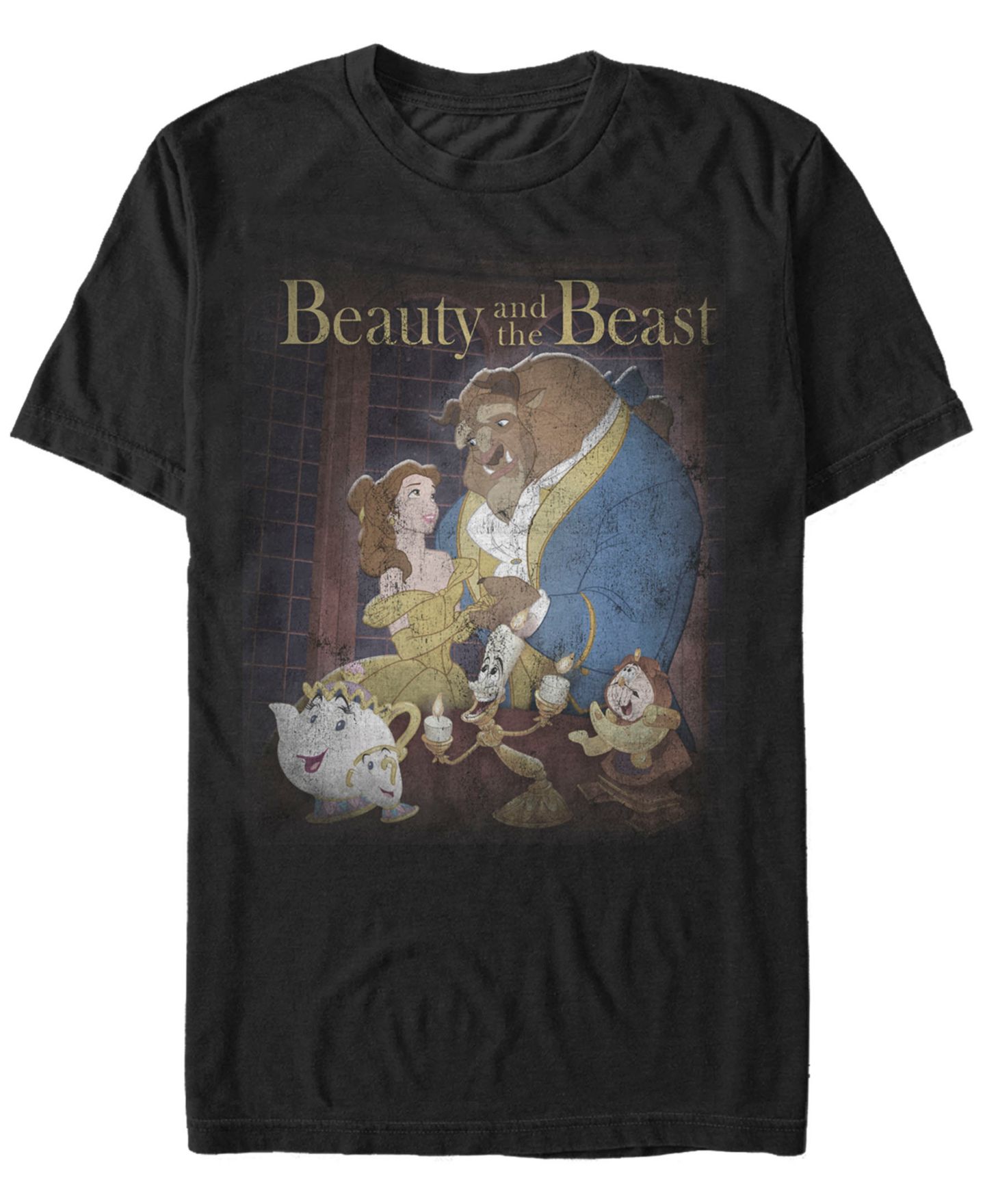 Мужская футболка Fifth Sun Disney Beauty and The Beast Distressed Vintage Group Shot Short Sleeve, цвет: Чёрный — фото 1