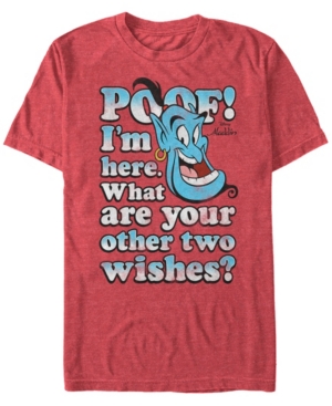 Disney Princess Disney Men's Aladdin Poof What Are Your Wishes Short Sleeve T-shirt In Red Heathe