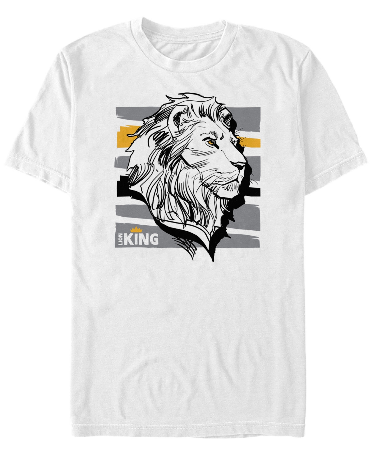 Disney Men's The Lion King Live Action Mufasa Sketched Portrait Short Sleeve T-Shirt - White