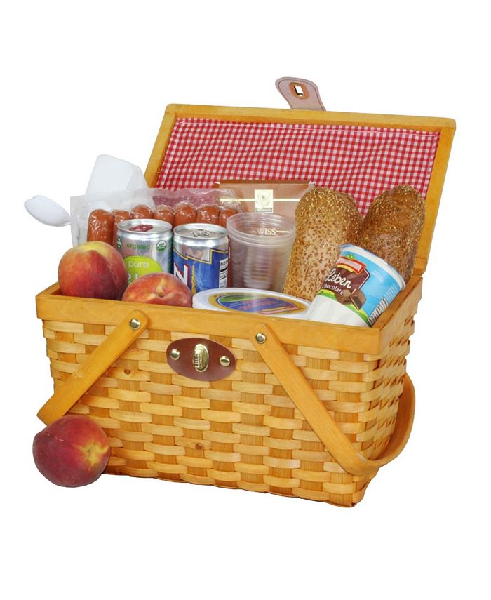 Vintiquewise Picnic Basket Gingham Lined with Folding Handles Macy's