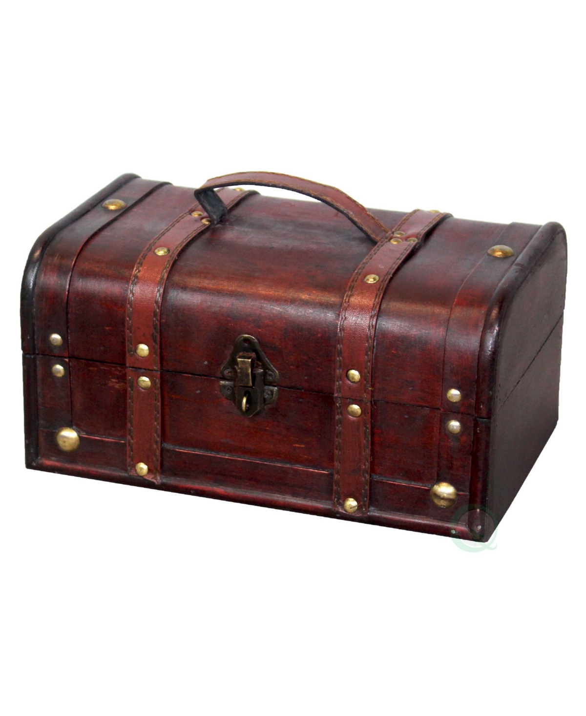 Vintiquewise Decorative Vintage-like Wood Treasure Box - Wooden Trunk Chest With Handle In Brown