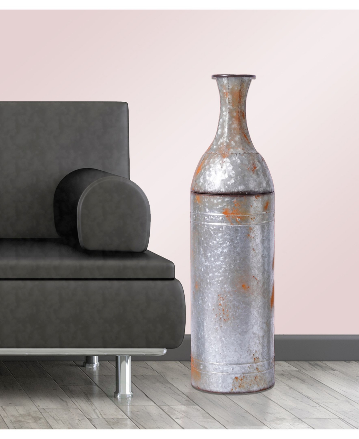 Vintiquewise Rustic Farmhouse Style Galvanized Metal Floor Vase Decoration, Large
