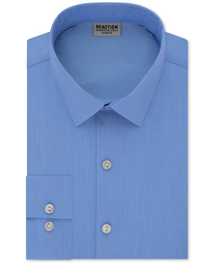 Kenneth Cole REACTION Mens Slim Fit Solid Spread Collar Dress Shirt