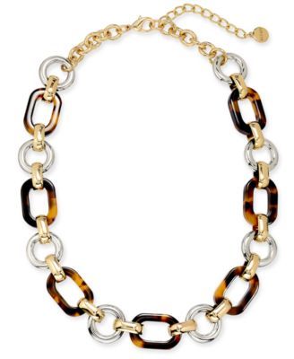 Photo 1 of Alfani Two-Tone & Tortoise-Look Chain Link Collar Necklace, 17" + 2" extender, Created for Macy's