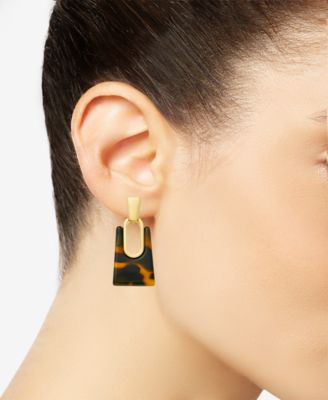 Alfani Gold-Tone Tortoise-Look Rectangle Drop Earrings, Created for Macy's