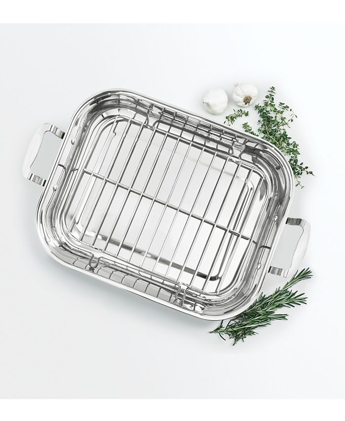 Martha Stewart Collection Open Rectangular Roaster with Stainless Steel