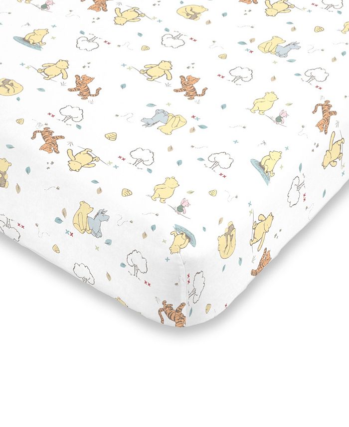 Disney Winnie the Pooh Nursery Pooh Piglet Stars White Cotton Fabric