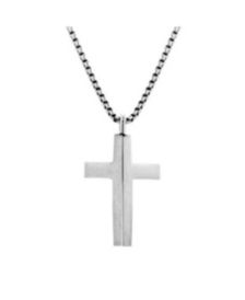 Men's Oxidized Splitting Cross Pendant Necklace in Stainless Steel