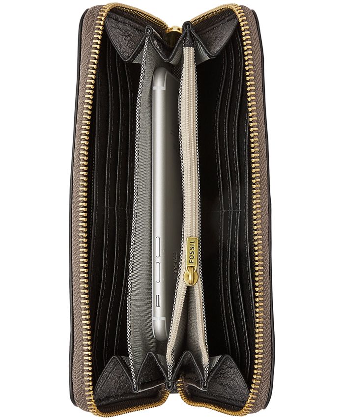 Fossil RFID Logan Leather Zip Wallet Macy's