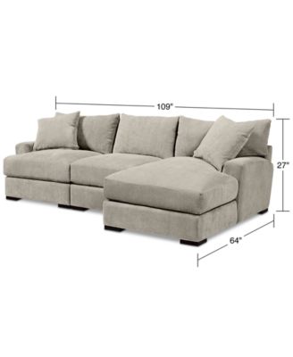 CLOSEOUT! Rhyder 3-Pc. Fabric Sectional Sofa with Chaise