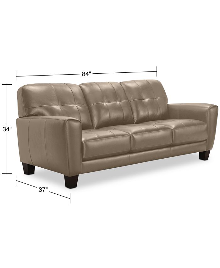 Furniture CLOSEOUT! Kaleb 84" Tufted Leather Sofa, Created for Macy's