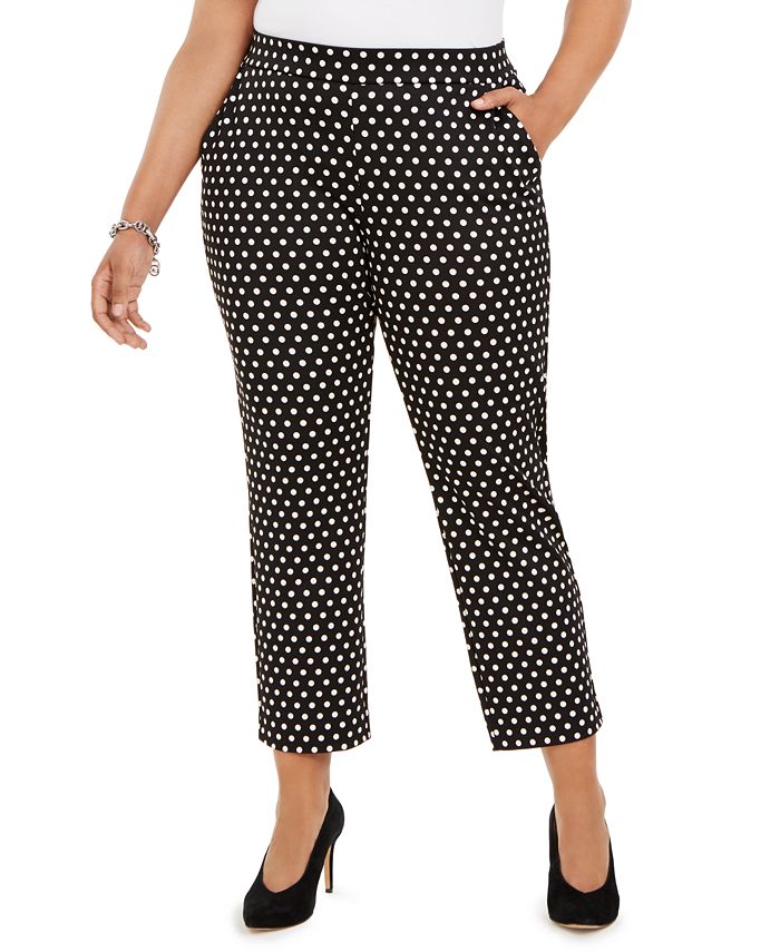 Michael Kors Plus Size Mod Dot Pull-On Trousers - Macy's