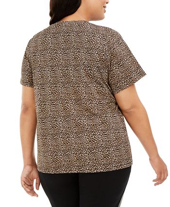 Michael Kors - Plus Size Animal-Print Logo T-Shirt