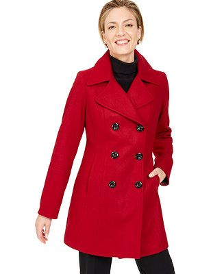 Anne Klein Double-Breasted Peacoat, Created for Macy's - Macy's