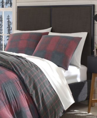 Eddie Bauer Cattle River Plaid Red Duvet Cover Set, Full/Queen