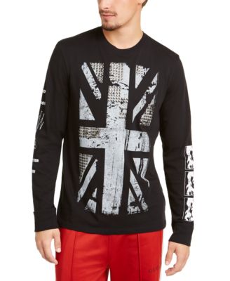 GUESS - Men's Studded Union Jack Long Sleeve T-Shirt
