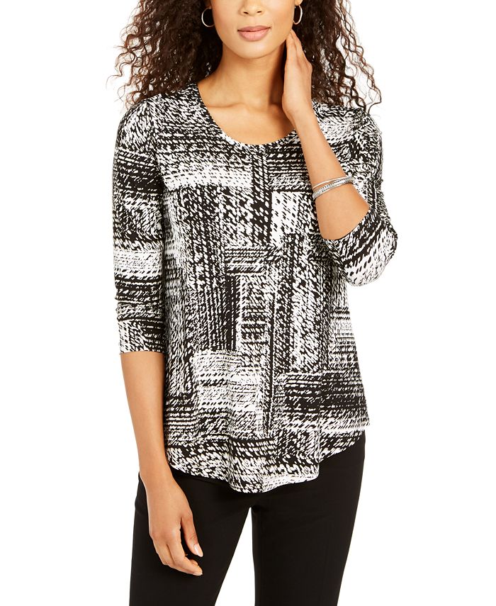 JM Collection Printed Scoop-Neck Top, Created for Macy's & Reviews ...