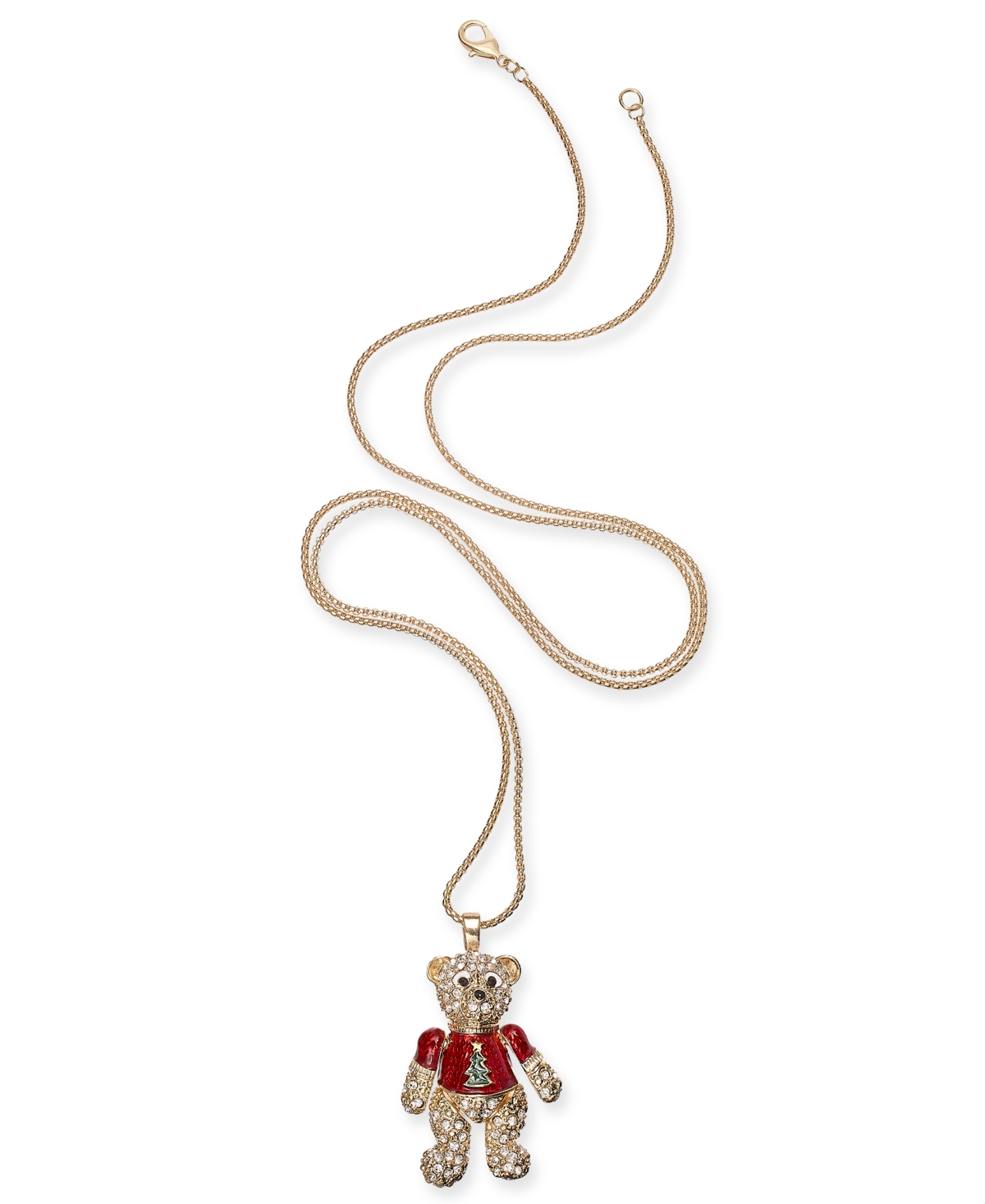 Gold-Tone Pave Teddy Bear 36" Pendant Necklace, Created for Macy's - Gold