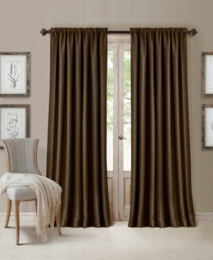 Elrene All Seasons Faux Silk 52" X 108" Blackout Curtain Panel In Dark Brown