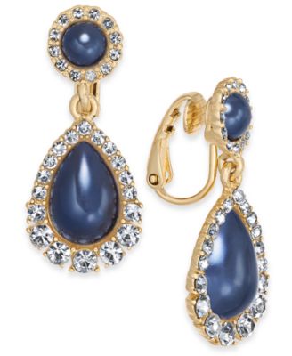 Charter Club - Crystal & Imitation Pearl Clip-On Drop Earrings