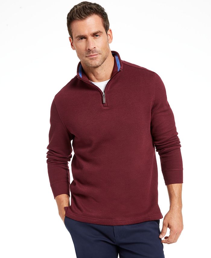 Essentials Mens Long-Sleeve Quarter-Zip French Rib Sweater