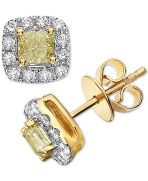 image of White & Yellow Diamond Stud Earrings (1-3/8 ct. t.w.) in 14k Gold