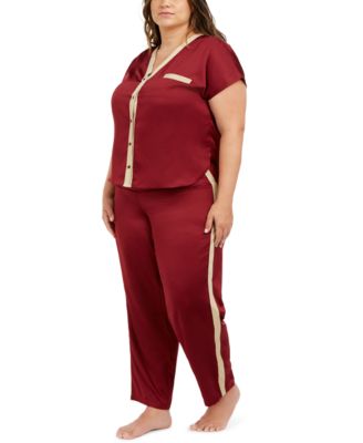 INC International Concepts - Plus Size Metallic-Trim Pajamas Set