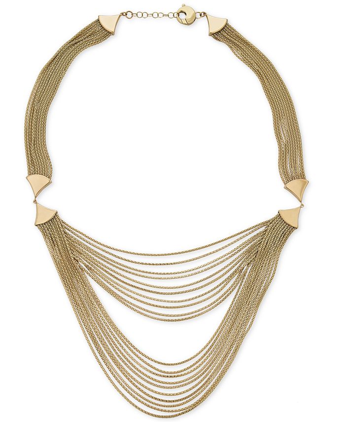 Italian Gold Multi-Strand Statement Necklace in 14k Gold, 17