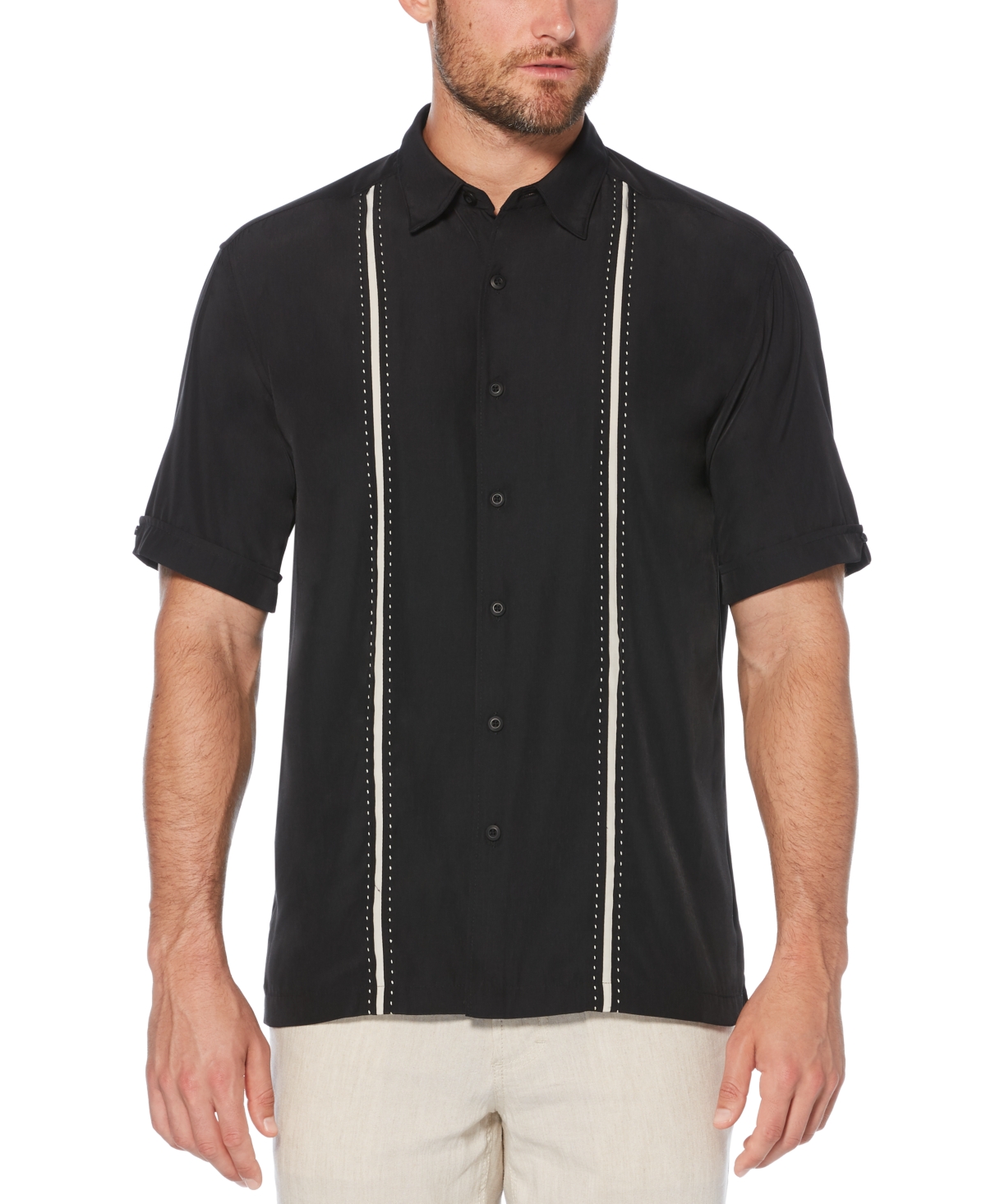 Men's Big & Tall Stripe Short Sleeve Shirt - Jet Black