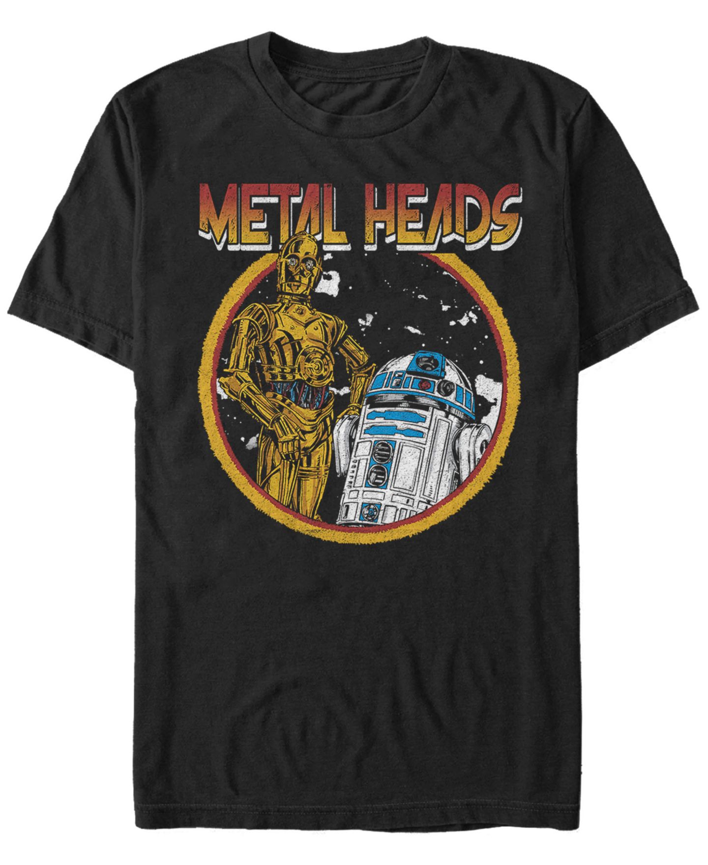 Мужская футболка Fifth Sun Star Wars Classic R2-D2 And C-3Po Metal Heads Short Sleeve, цвет: Чёрный — фото 1