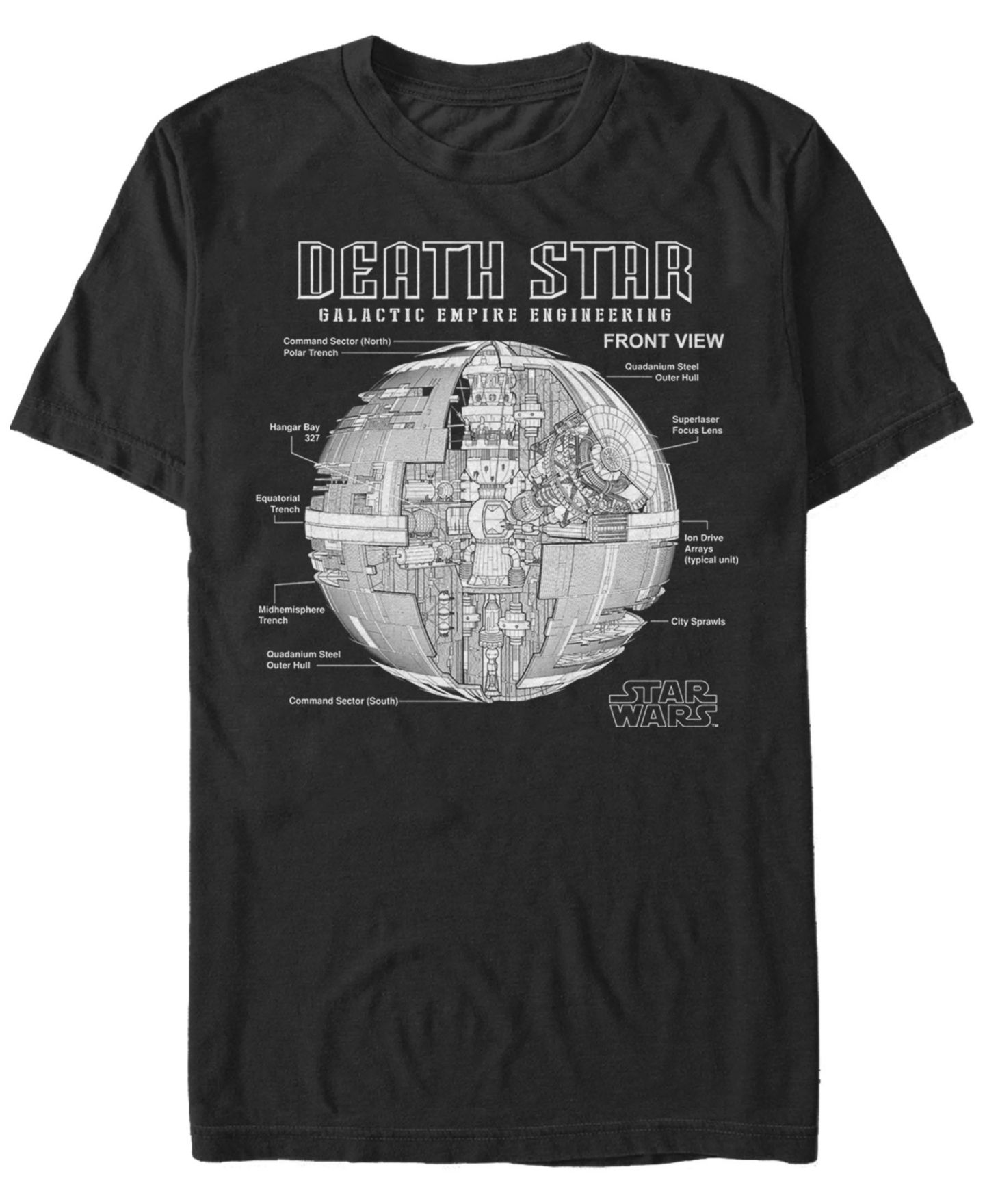 Мужская футболка Fifth Sun Star Wars Classic Death Star Galactic Engineering Short Sleeve, цвет: Чёрный — фото 1
